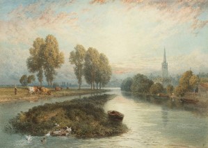 Cattle along a river